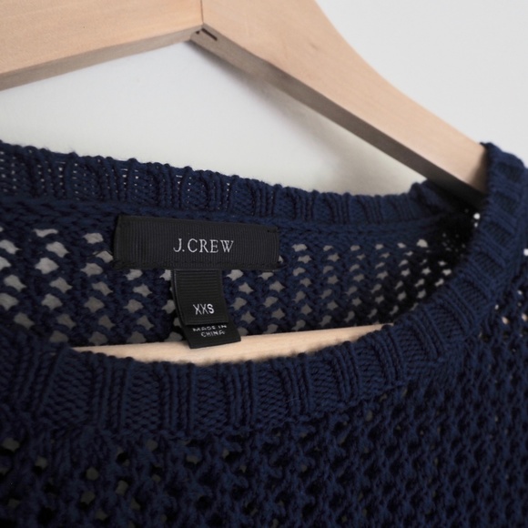 J Crew Beach Navy Knit Crochet Drapey Sweater - Picture 5 of 8